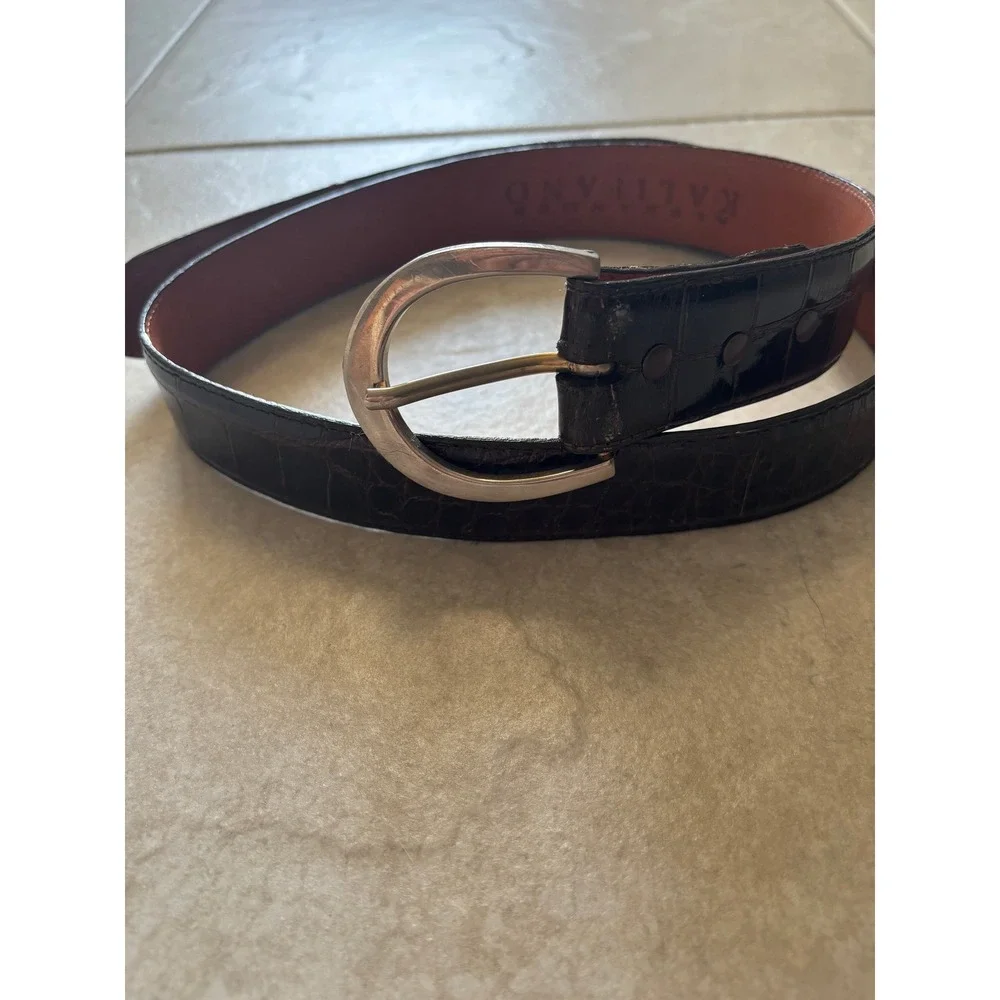 Alexander Kalifano Genuine Alligator Belt USA Glossy Brown Exotic‎ Size 40